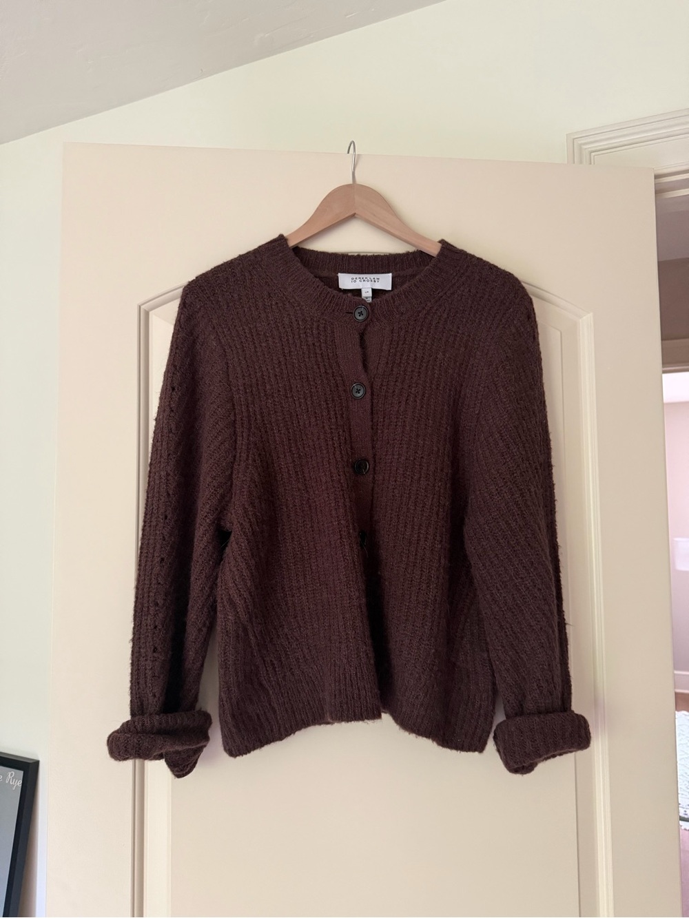 10 Crosby Derek Lam Dark Brown Button-Front Chunky Cardigan